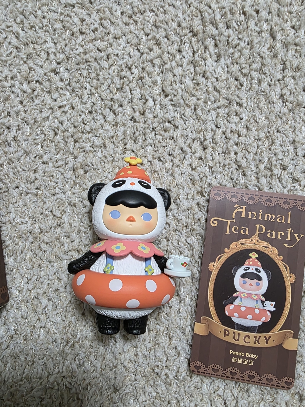 Pucky "Animal Tea Party" Panda Baby Figure - Orange & White